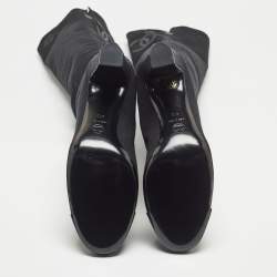 Chanel Black Mesh Knee Length Boots Size 41