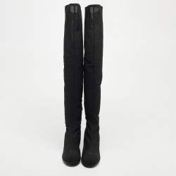Chanel Black Mesh Knee Length Boots Size 41