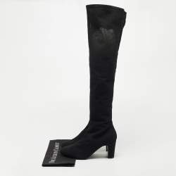 Chanel Black Mesh Knee Length Boots Size 41