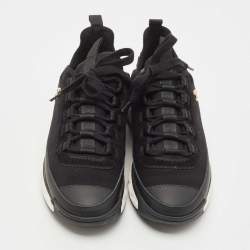 Pre Owned Chanel Black Nylon and Leather CC Low Top Sneakers Size 38
