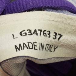 مملوكة مسبقًا Chanel Purple/White Mesh CC Low Top Sneakers Size 37