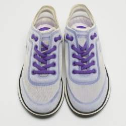 مملوكة مسبقًا Chanel Purple/White Mesh CC Low Top Sneakers Size 37