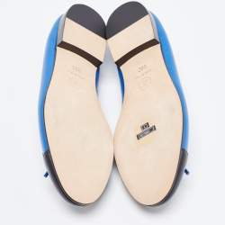 مملوكة مسبقًا Chanel Blue/Black Leather CC Ballet Flats Size 36