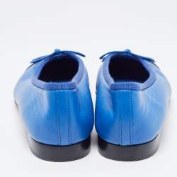مملوكة مسبقًا Chanel Blue/Black Leather CC Ballet Flats Size 36
