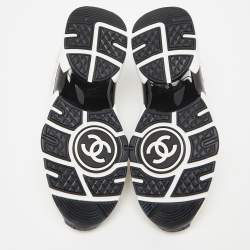 Chanel Tri Color Leather, Suede and Tweed CC Lace Up Sneakers Size 37.5