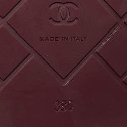 Chanel Burgundy Leather Espadrille Platform Wedge Slides Size 38