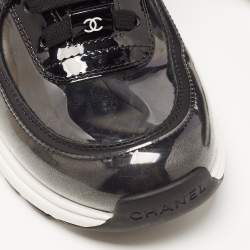 Pre Owned Chanel Black PVC and Leather CC Low Top Sneakers Size 35.5