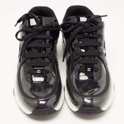 Pre Owned Chanel Black PVC and Leather CC Low Top Sneakers Size 35.5