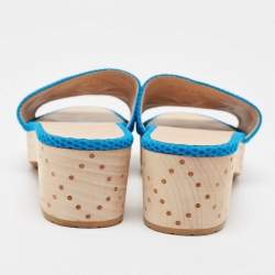 Chanel Blue Canvas Cork Slides Size 36 