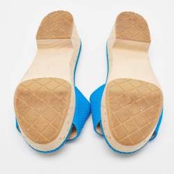 Chanel Blue Canvas Cork Slides Size 36 