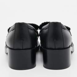 Chanel Black Leather Slip On Loafers Size 38.5