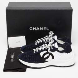 Chanel Tri Color Suede and Fabric CC Logo Low Top Sneakers Size 39.5