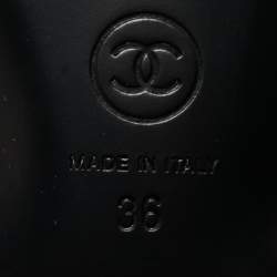 Pre Owned Chanel Pink/Black CC Print Leather Thong Sandals Size 36