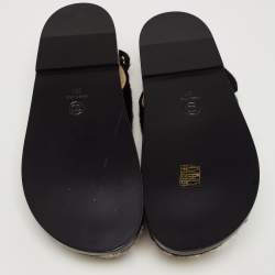 Pre Owned Chanel Black Calf Hair CC Dad Sandals Size 39