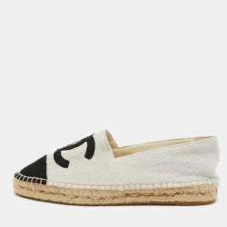 Chanel Grey/Black Wool CC Cap Toe Espadrille Flats Size 41