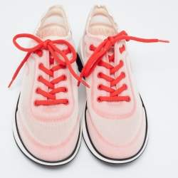 Pre Owned Chanel Pink/White Mesh CC Low Top Sneakers Size 40.5 