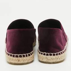 Pre Owned Chanel Burgundy/Black Velvet Logo Detail Cap Toe Espadrilles Size 39