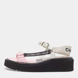 Chanel Multicolor Leather Interlocking CC Logo Sandals Size 40