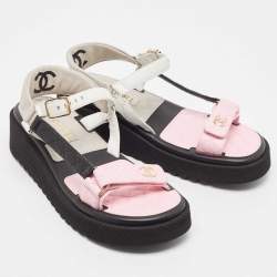 Chanel Multicolor Leather Interlocking CC Logo Sandals Size 40