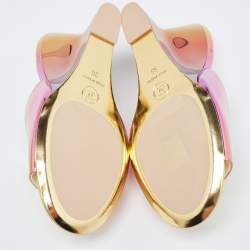 Chanel Multicolor Mirror Leather CC Wedge Open Toe Slide Sandals Size 38