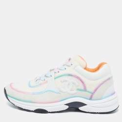 Chanel Multicolor Wool and Suede CC Low Top  Sneakers Size 37
