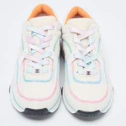 Chanel Multicolor Wool and Suede CC Low Top  Sneakers Size 37