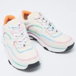 Chanel Multicolor Wool and Suede CC Low Top  Sneakers Size 37