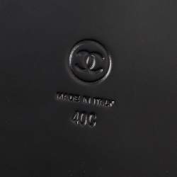 Chanel Black Leather CHA NEL Letter Logo Flat Slides Size 40