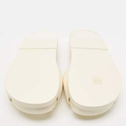 Chanel Cream Leather Logo Slides Size 40
