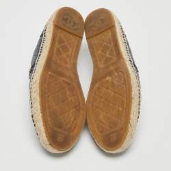 Chanel Blue Quilted Leather Chain-Link CC Espadrille Flats Size 41
