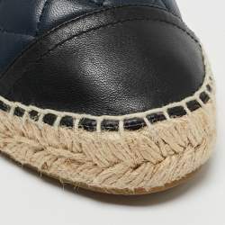 Chanel Blue Quilted Leather Chain-Link CC Espadrille Flats Size 41