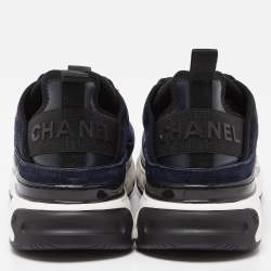 Chanel Blue Suede CC Low Top Sneakers Size 37