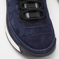 Chanel Blue Suede CC Low Top Sneakers Size 37