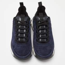 Chanel Blue Suede CC Low Top Sneakers Size 37