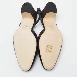 Chanel Black/Gold Tweed,Grosgrain and Canvas Cap Toe Slingback Sandals Size 37.5