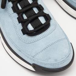 Chanel Blue Suede CC Low Top Sneakers Size 37