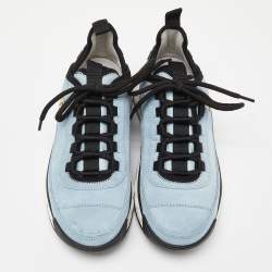 Chanel Blue Suede CC Low Top Sneakers Size 37