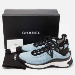 Chanel Blue Suede CC Low Top Sneakers Size 37