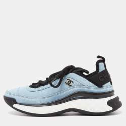Chanel Blue Suede CC Low Top Sneakers Size 37