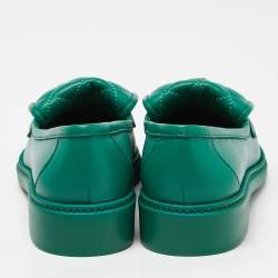 Chanel Green Leather CC  Interlocking Loafers Size 37.5