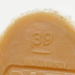 Pre Owned حذاء إسبادريل فلات شانيل كانفاس سي سي ورافية بقصات ليزر بيج/أسود مقاس 39