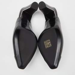 Pre Owned Chanel Black Leather CC Logo Metal Frame Mules Size 37