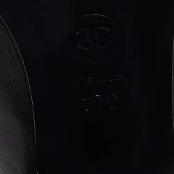 Pre Owned Chanel Black Leather CC Logo Metal Frame Mules Size 37
