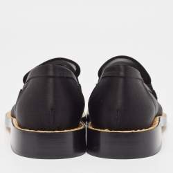 Pre Owned Chanel Black Mesh and Satin Beaded CC Slip On Loafers Size 37