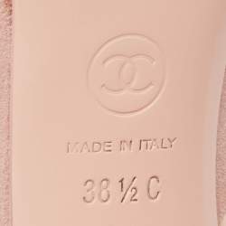 Chanel Pink Suede Embellished Platform Sandals Size 38.5