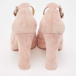 Chanel Pink Suede Embellished Platform Sandals Size 38.5