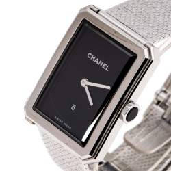 Chanel Black Stainless Steel Guilloche Boy-Friend H4878 Women's Wristwatch 27 mm
