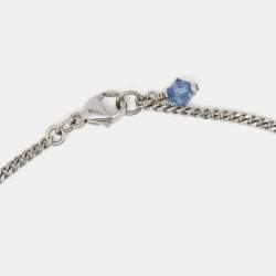 Pre Owned Chanel CC Crystal Bead Faux Pearl Silver Tone Necklace