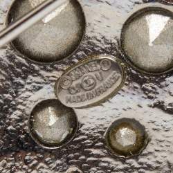 Chanel CC Clover Crystals Silver Tone Brooch