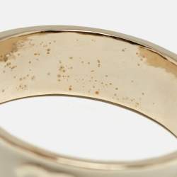 Pre Owned Chanel Logo Enamel Gold Tone Cuff Bracelet M